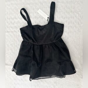 NWT- ENGLISH FACTORY Black Sparkle Glitter Tulle Top